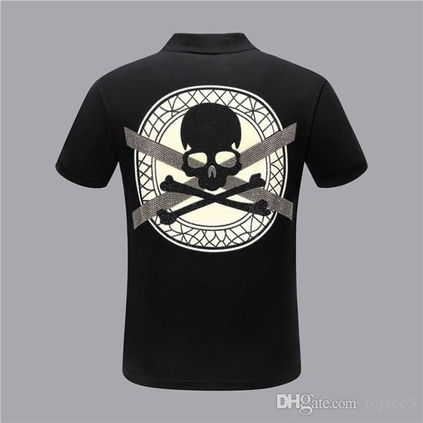 

polo shirt pp men cotton #522 summer turn-down short-sleeve polos shirts business fashion skulls hip hop men's classic casual tees, White;black