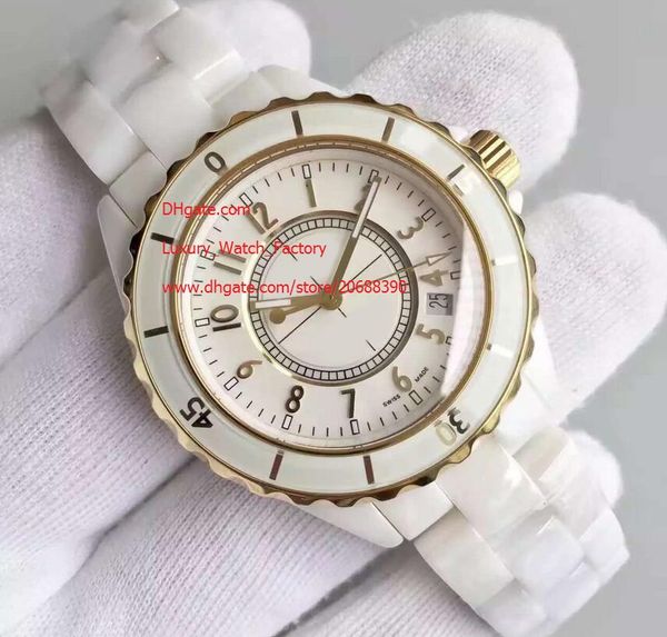 

factory supplier factory supplier luxury wristwatches ceramic 38mm white dial automatic date mens womens wrist watch watches edition, Slivery;brown