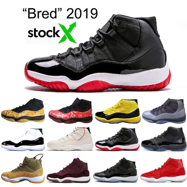 

Stock x new bred 11 ba ketball hoe 11 concord 45 cool grey cap and gown gamma platinum tint women men trainer port neaker, Black;green