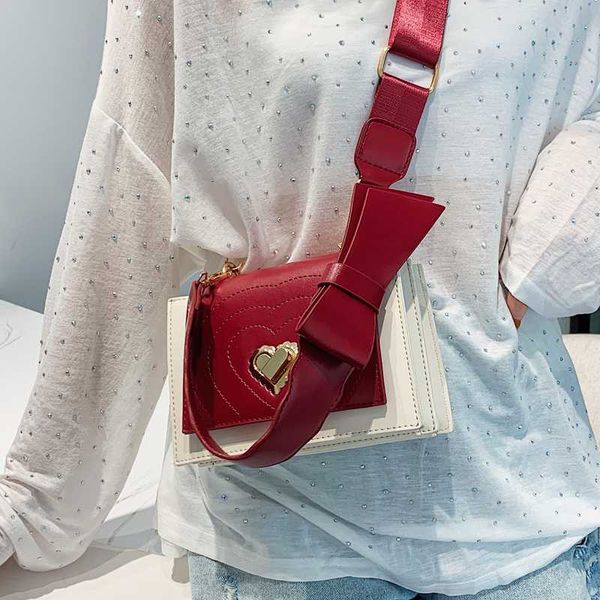 

sweet lady bow tote bag 2019 fashion new quality leather women's handbag travel contrast color shoulder messenger bag