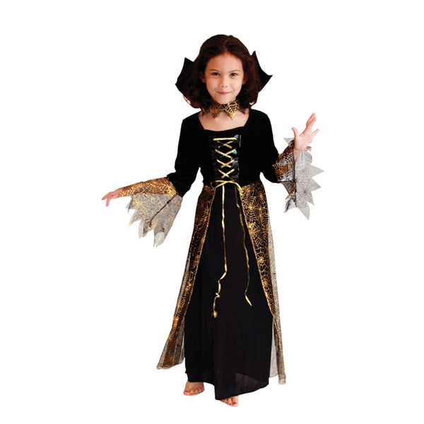 

fancy girls halloween spider vampire costume kids vampiress cosplay girl children easter christmas purim party dress, Black;red