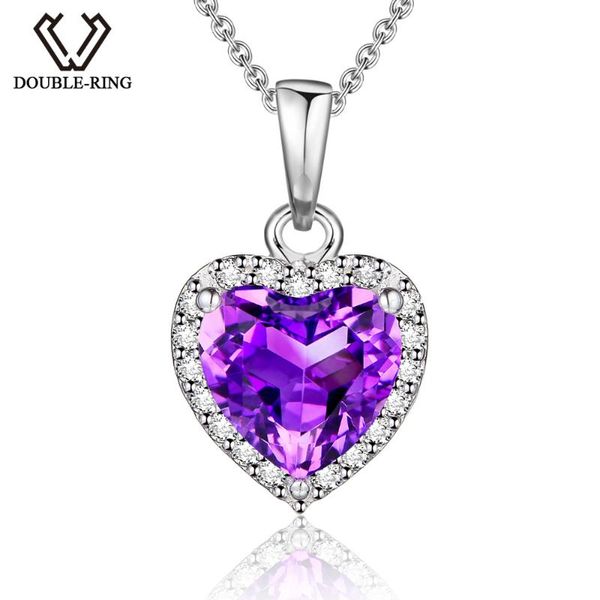 

double-r natural amethyst heart pendant 925 sterling silver jewelry necklaces&pendants gemstone fine wedding jewelry for women