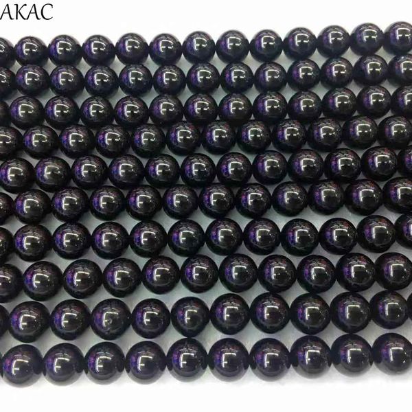 

akac 6-8mm natural black spinel smooth round loose beads for diy making