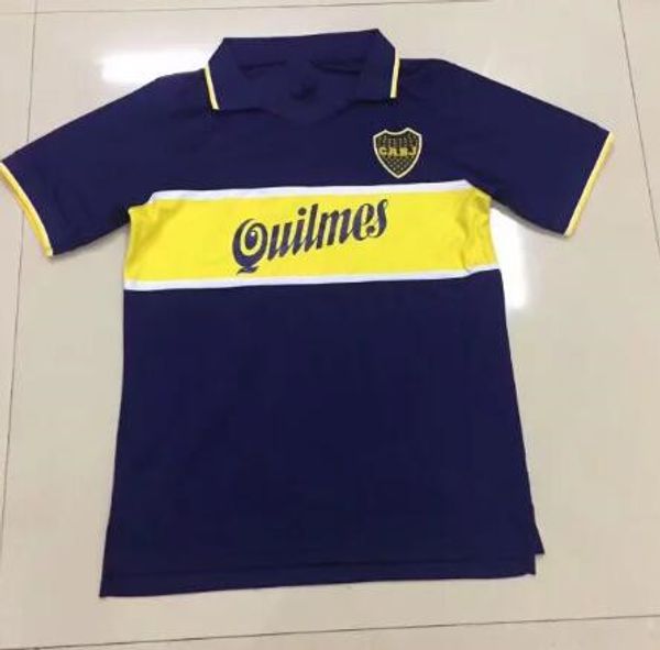 

97 98 boca juniors retro soccer jersey maradona vintage caniggia 1997 1996 1998 maglia classic football shirts maillot camiseta de futbol, Black;yellow