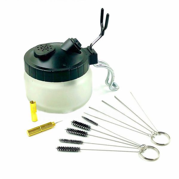 

new airbrush cleaning pot stabilizer glass jar bottles holder paint station filter repair tool for cake needle body paint nai