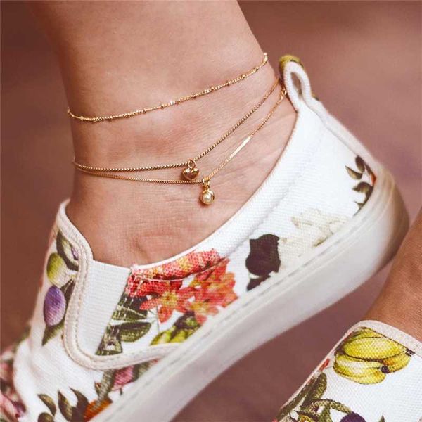 

simple heart female anklets barefoot crochet sandals foot jewelry leg new anklets on foot ankle bracelets for women leg chain, Red;blue