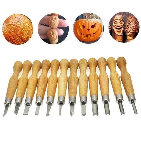 

12 pcs wood carving hand chisel tool set professional woodworking gouges for wood cut tools and basic carving