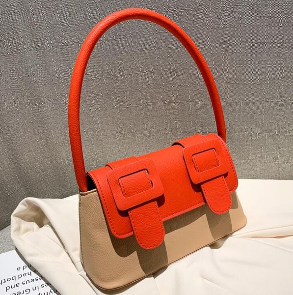 

2020 Cambridge Bag Lady Contrast Color Underarm Baguette Bag Female Fashion Handbag Shoulder Bags
