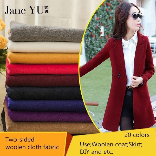 

janeyu fashion solid woolen fabrics autumn & winter thicker solid coat coat imitation wool double-sided cashmere cloth 1.5*1.0m, Black;white