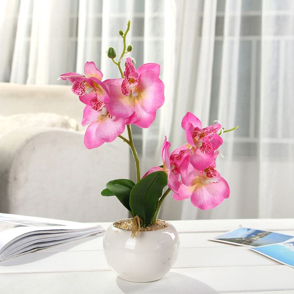 

28cm artificial bonsai double heads with pot fake flower home decor 6 colors