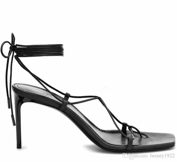 

european station new cross strap sandals fairy wind pinch square stiletto heels casual shoes lace sandals, Black