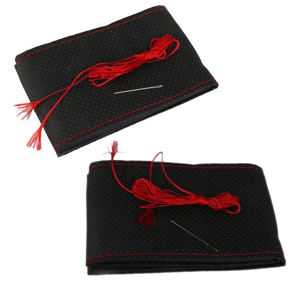 

non-slip ice silk car steering wheel cover + diy pu leather w needles + thread