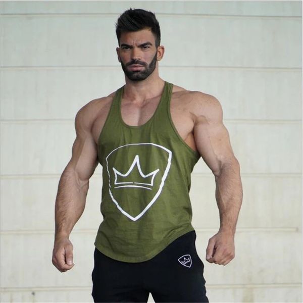 

summer fashion design men tank strong printed hipster vest white black army green