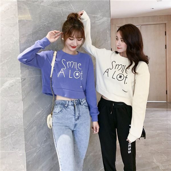 

wholesale long sleeve short women hoodie women jumper women sweatshirt 4 colors fashion b100779z, Black