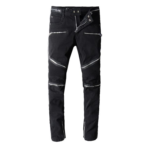 

горячие мужские продавать дизайнерские джинсы люкс проблемные zipper hole джинсы мужские рваные джинсовые брюки размер 29-42, Blue