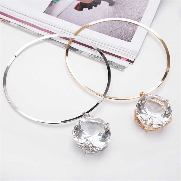 

rhinestone choker silver gem big bib necklace clear pendant large crystal huge