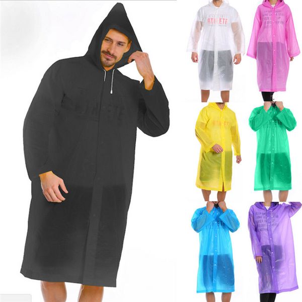 

men women waterproof jacket pe hooded raincoat rain coat poncho rainwear solid white black purple yellow