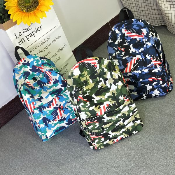 

2019 fashion nylon cartoon print backpack large capacity backpack multifunction camouflage school bag student c527