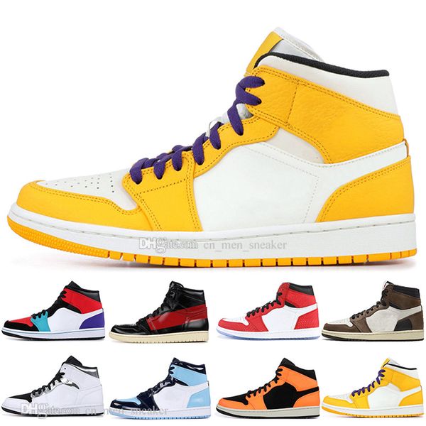 

1 high og travis scotts basketball shoes spiderman chicago unc 1s 3 mens homage to home royal blue sport designer sneakers trainer, White;red