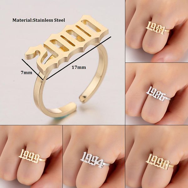 

new fashion stainless steel rings for women korean 1985-1997 custom birth years number rings silver gold rose gold as gift friend