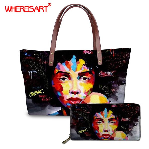 

whereisart abstract art african american woman handbags women bags designer handbag shoulder bags for women 2019 ladies hand bag