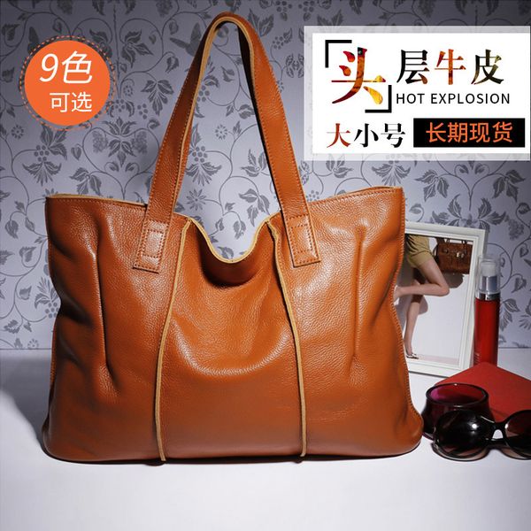 

women's leather bags handbag fashion full-grain leather shoulder bag tote bag