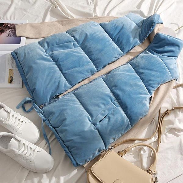 

winter vests women waistcoat 2019 female sleeveless jacket stand collar warm velvet vest short outwear waist lace up casual, Black;white