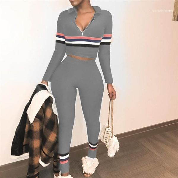 

casual apparel womens summer 2pcs designer pants crew neck long sleeve solid color female clothing zipper fashion, White