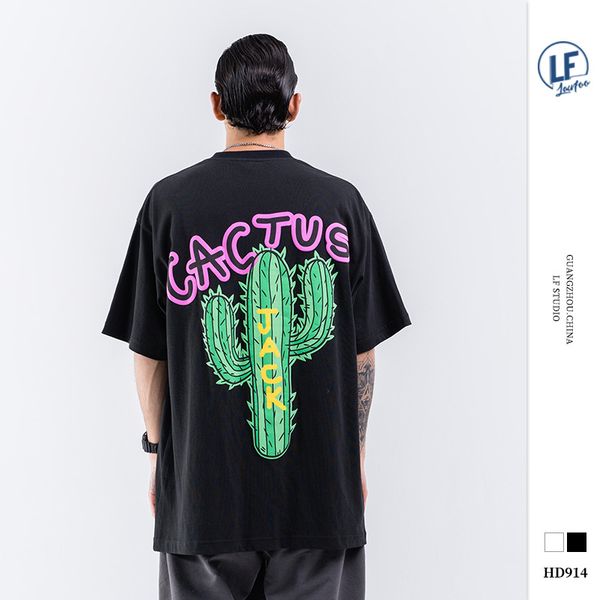 

tide brand designer men luxury2020 spring and summer new european and american popular brand mens letter printing cactus peripheral short-sl, White;black