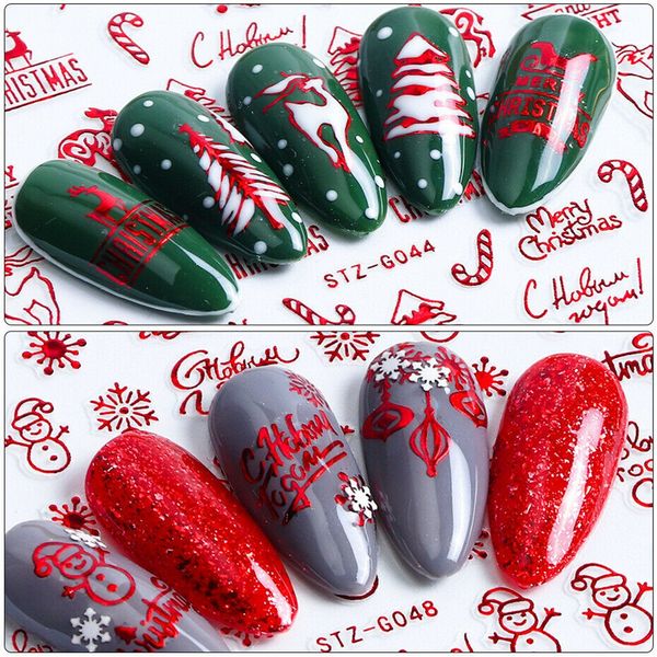 

nail art stickers transfers xmas merry christmas santa claus collection decor red snow balloon naklejki na paznokcie nail decals, Black