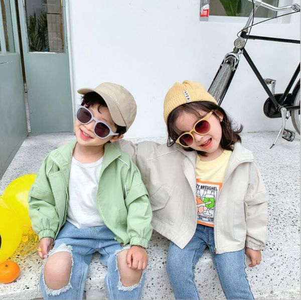 

2020 new style girls boys coat spring fashion baby girls jacket kids clothes 1-7 years, Blue;gray