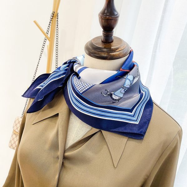 

квадратный шелковый шарф женщины 10 лошадь для печати платки head neck малый шарфы 50 * 50см, Blue;gray