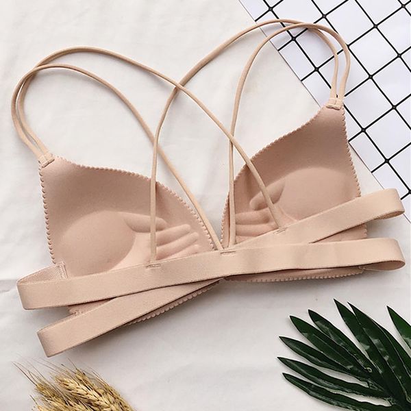 

new women bralette lingerie wireless bra vest breathable chest pad wearing underwear sale, Black;white