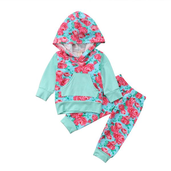 

fashion cotton floral 2pcs newborn baby girls hoodie outfit 2pcs +pants leggings clothes set 0-24m cute jumpsuit clothing