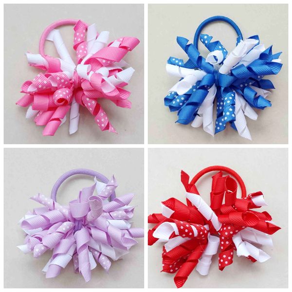 3 5 Curlies Polkadot Ribbon Korker Hair Bows Clips Prints Dot