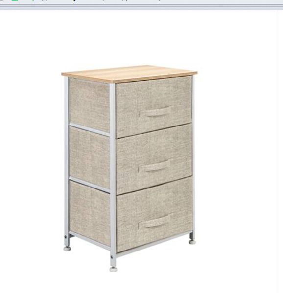 

3-tier dresser drawer storage unit with 3 easy pull fabric drawers