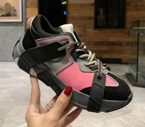

fashion leather suede stud rockrunner camouflage sneakers shoes men women flats luxury designer rivet rockrunner trainers casual shoes, Black