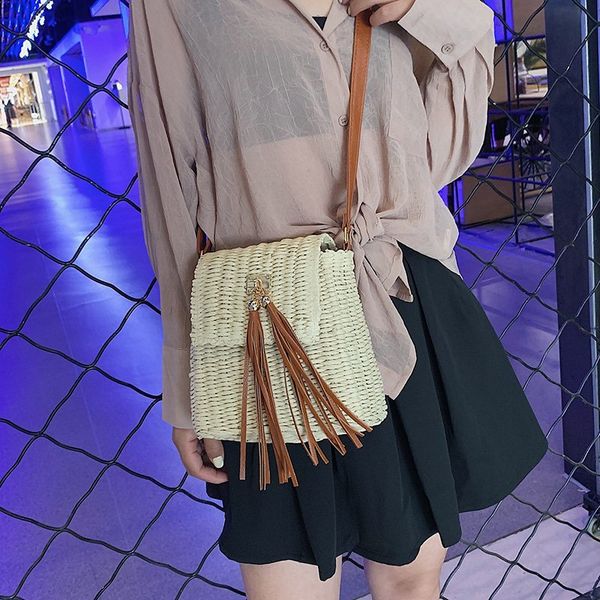

rattan bags handmade summer women shoulder bags wicker beach bag tassel summer handbags straw