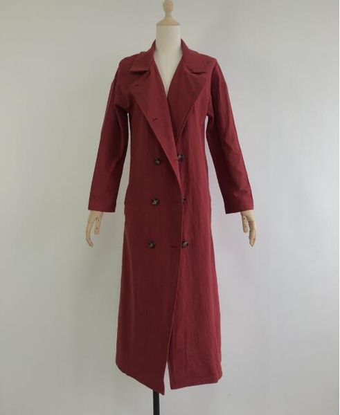 

winter women trench coat casual lapel collar open stitch woolen female coat fashion warm pocket solid plus size long outw, Tan;black