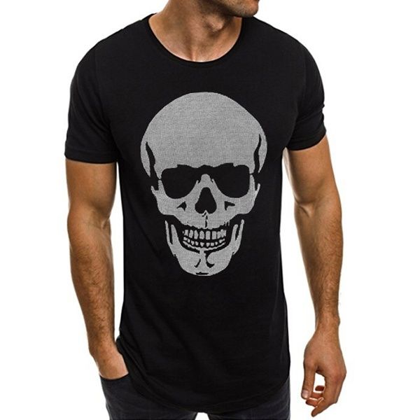 

mens designer summer t shirt skull printing 100% cotton mens fashion designer t shirt short sleeve s-3xl, White;black