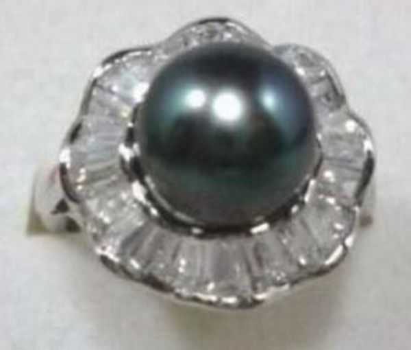 

902 exquisite black shell pearl ring 7 8 9, Slivery;golden