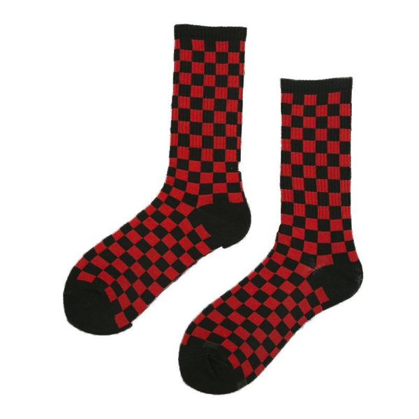 

mens women designer brand socks checkered color trend cross-border socks japanese vintage wind creative brand casual long cotton socks, Black