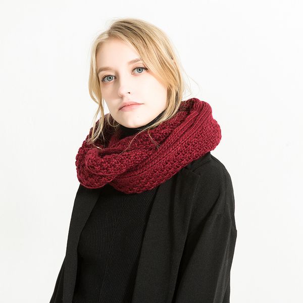 

2019 new winter womens knit infinity thick scarf circle loop warm fashion thick ribbed scarf rings, Blue;gray