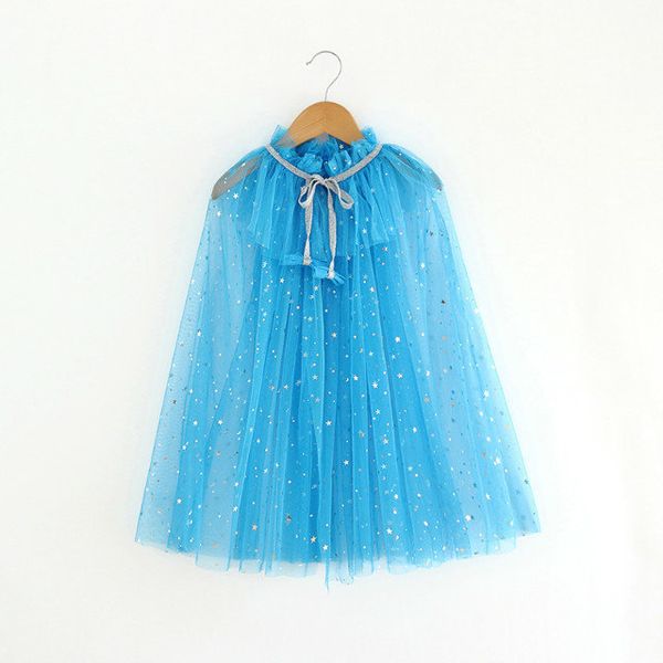 

fashion baby girl cape mesh beach wear girls jacket princess dress perfome outfit dacing costume, Blue;gray