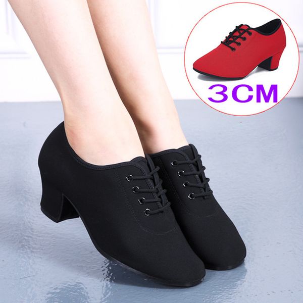 

women's black latin dancing shoes oxford leather&rubber sole chunky heel sneaker lady's modern latin dance shoes 3-5cm heel high