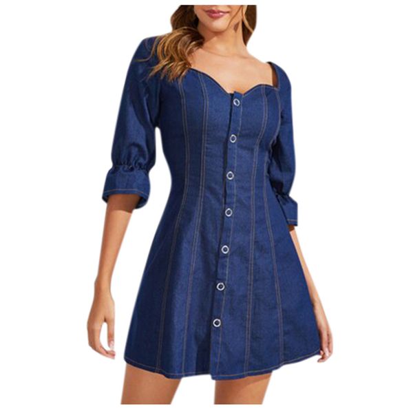 

stripe print dress women casual loose v neck denim party dresses 2019 autumn winter elegant ladies short sleeve dresses, Black;gray