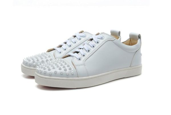 

new men women designer black spiked toe sneakers,famous brand red bottom designer mens luxury genuine leather flats sports shoes n0803017