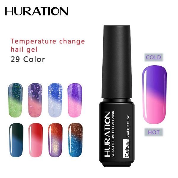 

huration temperature change nail polish led uv nail gel polish soak off changing color mood change gel lacquer thermo varnish, Red;pink