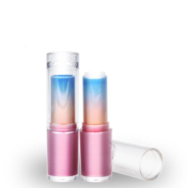 Lippenstifttube mit Farbverlauf in Rosa und Blau mit transparentem Verschluss, leere Aufbewahrungsflasche für Lippenbalsam aus Kunststoff, Unterverpackung Eleagnt Lip Rouge F20171980