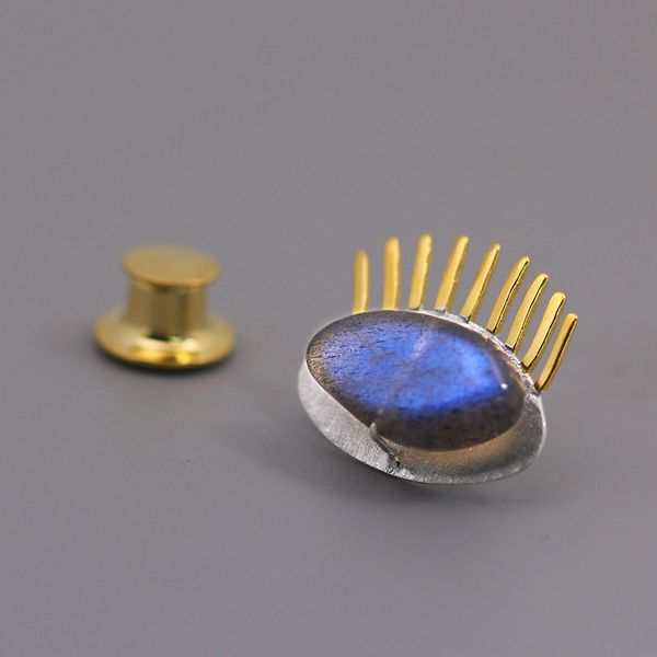 

inature 925 sterling silver blue labradorite big eye brooch pins for women collar jewelry gift sh190721, Gray